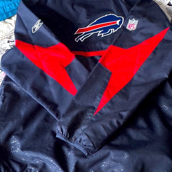 🏈 Vintage Reebok NFL Buffalo Bills Authentic Sideline Pull Over Jacket 🏈 - Picture 10 of 16